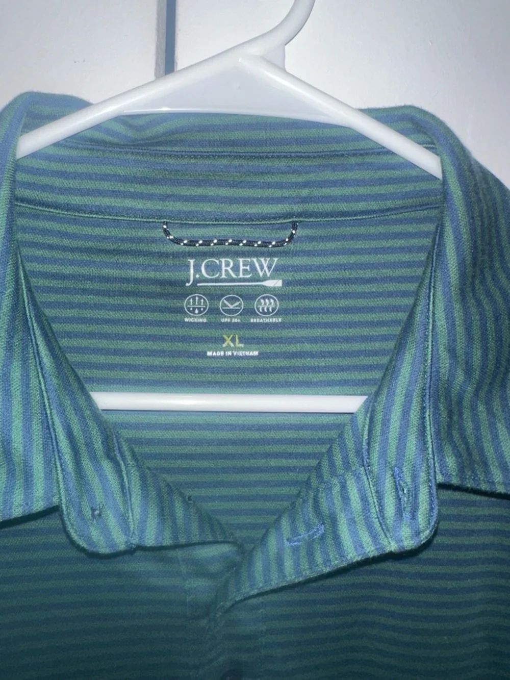 Men's Teal J.Crew Performance Polo Shirt with COOLMAX® Technology in Stripe